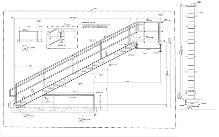 Steel Stair Railing Sample Drawing